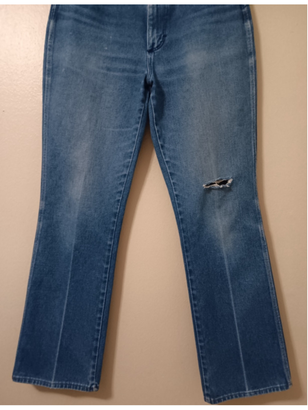 VTG 70s 80s Wrangler Men's 31x31 Blue Jeans 945DEN Reg Fit Bootcut USA *Distress - Picture 6 of 12